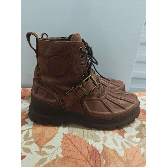 Polo Ralph Lauren Men's Boots Oslo High Waterproof Winter Snow Leather Brown - Picture 1 of 9